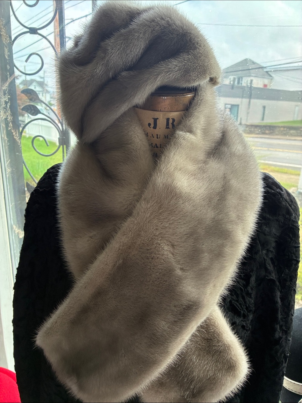 Luxury Grey Monk Scarf and Hat Jacket Accessory